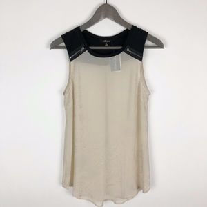 Monteau Sheer with Zipper Detail Sleeveless Top Size Small